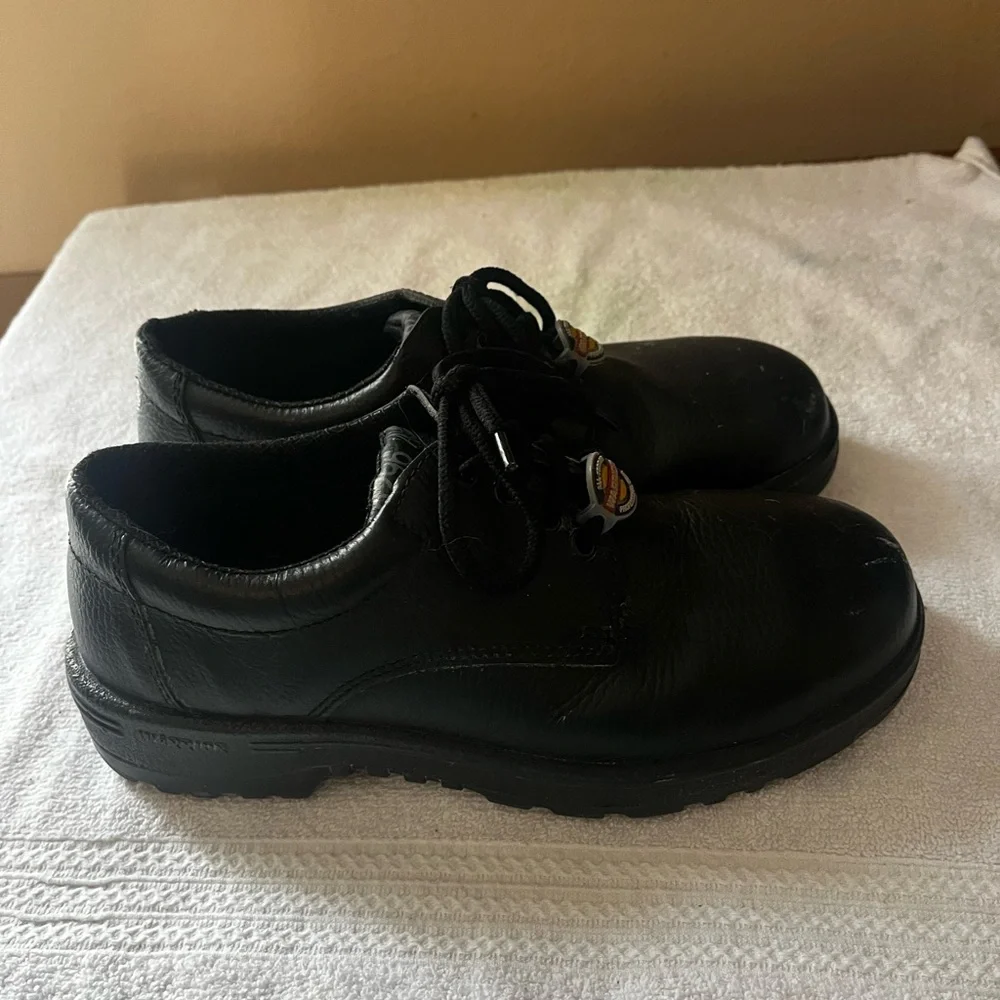 Warrior Black Leather Safety Steel Toe Shoes Sz 8
